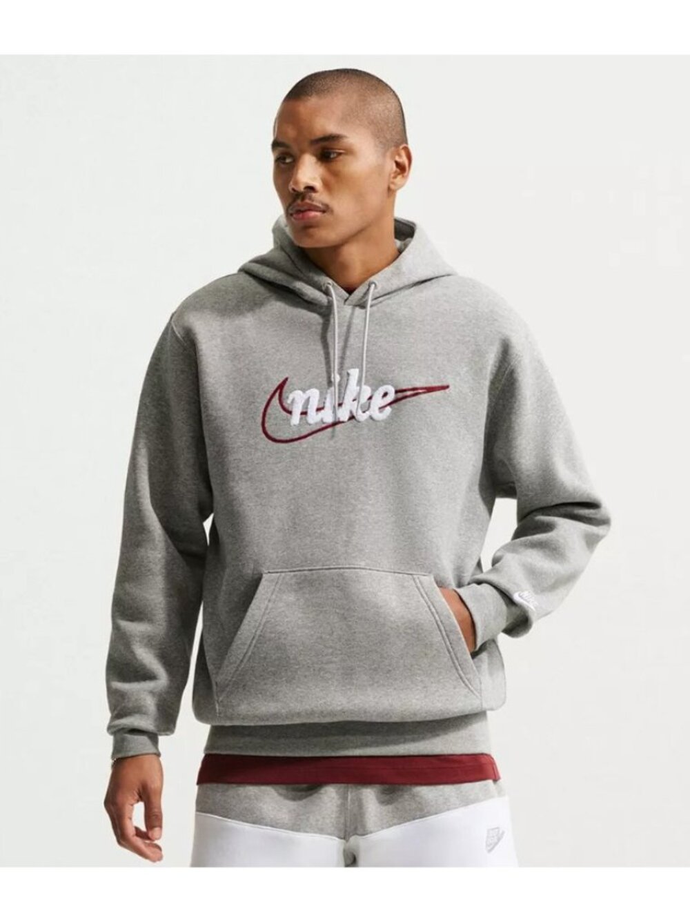 NWT Nike Mens Large Sportswear Club Fleece Pullover Hoodie Pocket Chenille Logo
